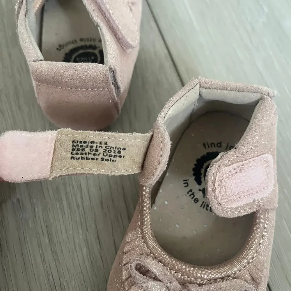 Livie & Luca 'Willow' Fringe Moccasin Mary Jane Suede Pink Shoe 6-12 MTH